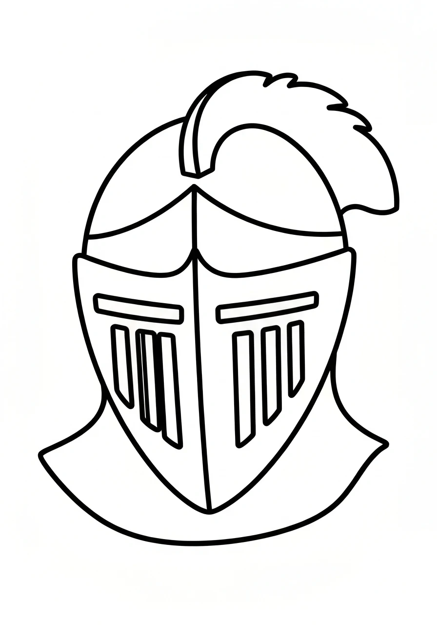 Hełm rycerski średniowieczny - line-art prosty - kolorowanka line-art do druku