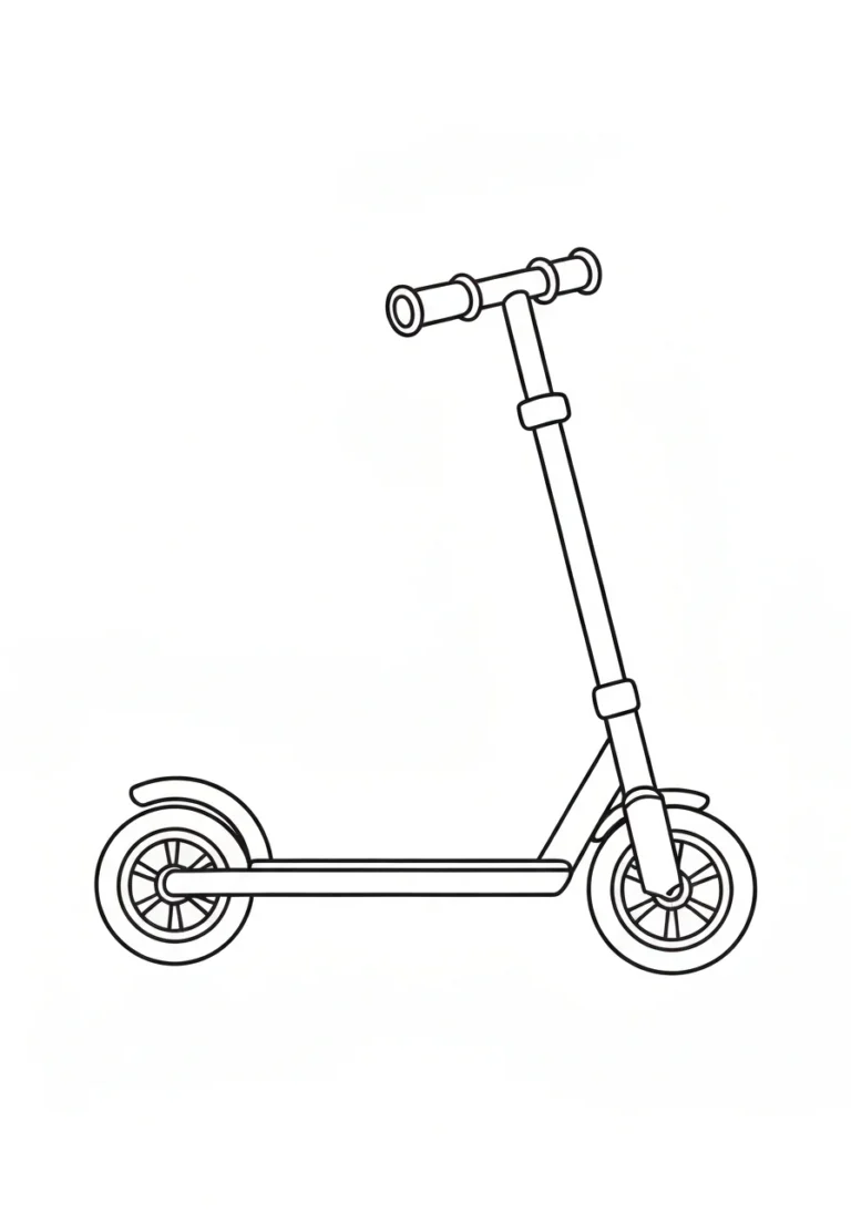 Hulajnoga - kolorowanka transport dziecięcy - kolorowanka line-art do druku