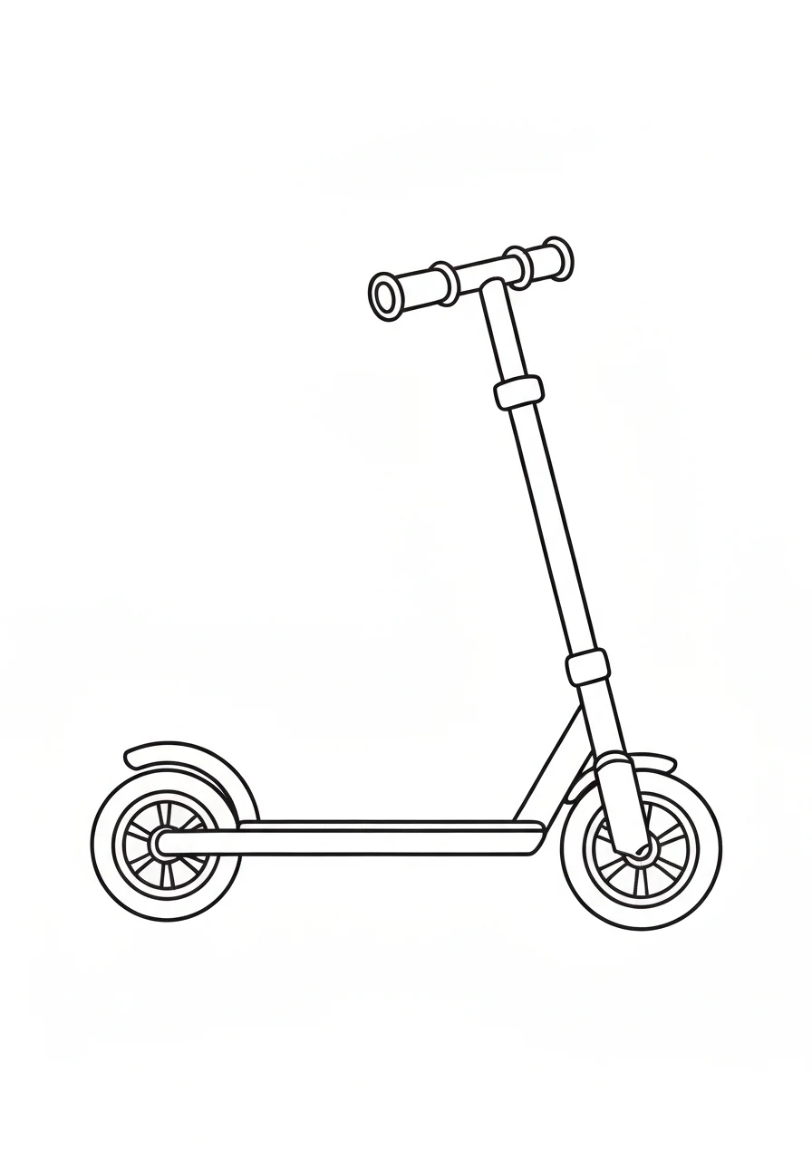 Hulajnoga - kolorowanka transport dziecięcy - kolorowanka line-art do druku