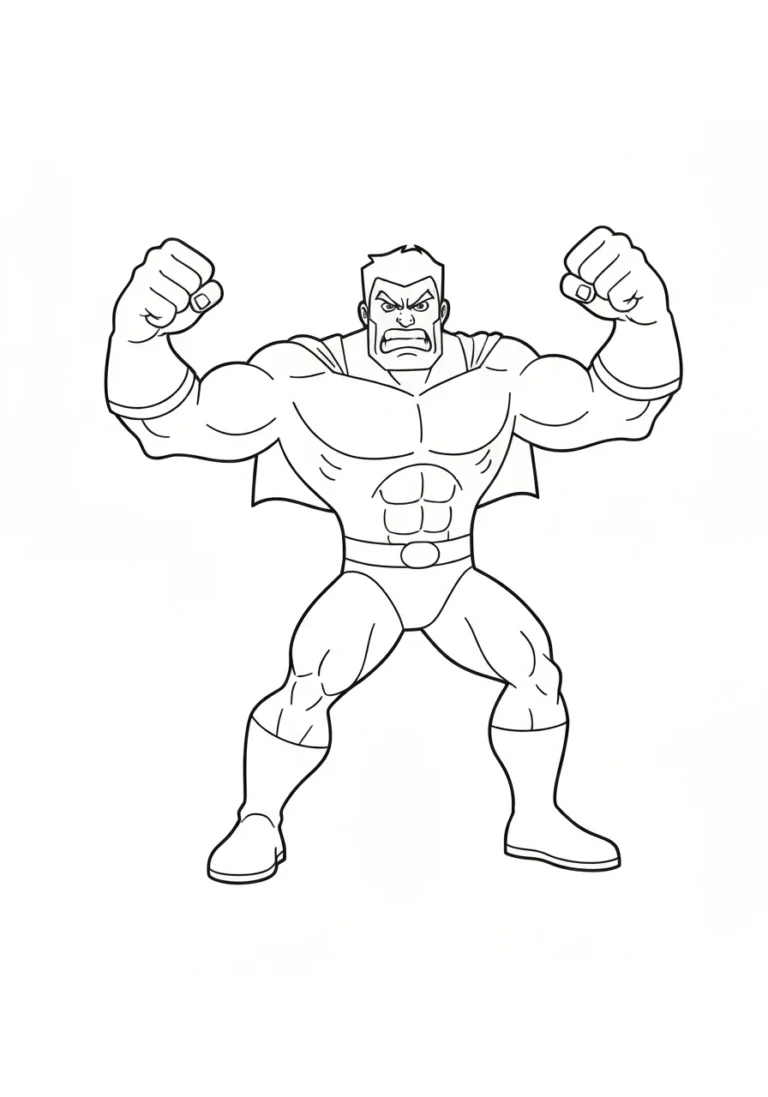 Hulk w gniewie pięści - kolorowanka akcji - kolorowanka line-art do druku