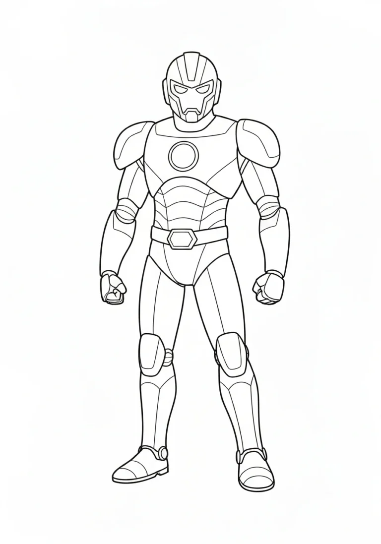 Iron Man w zbroi - kolorowanka Marvel - kolorowanka line-art do druku