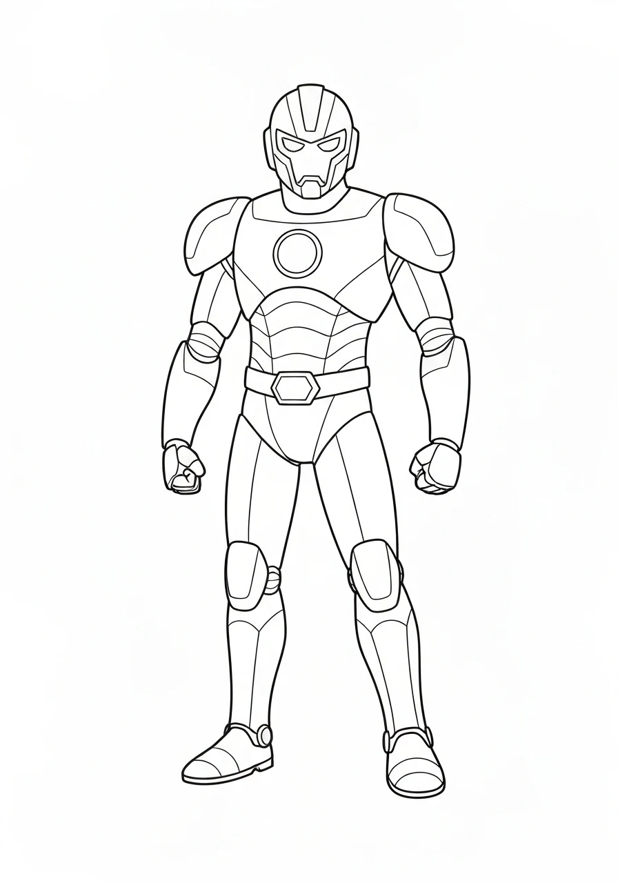 Iron Man w zbroi - kolorowanka Marvel - kolorowanka line-art do druku