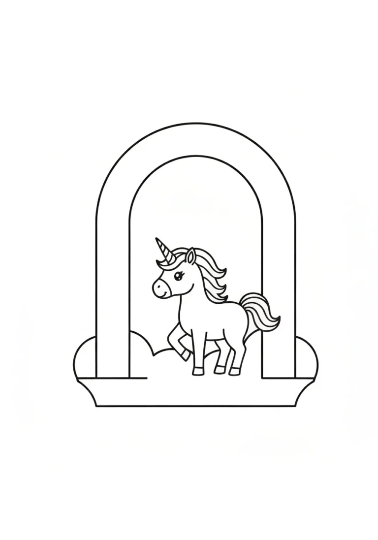 Jednorożec i tęcza - kolorowanka kolorowa motywacja - kolorowanka line-art do druku