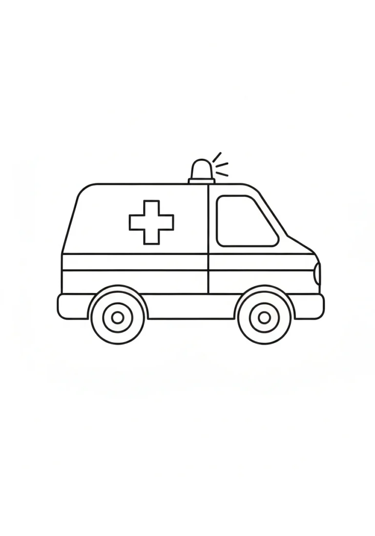 Karetka pogotowia - kolorowanka transport - kolorowanka line-art do druku