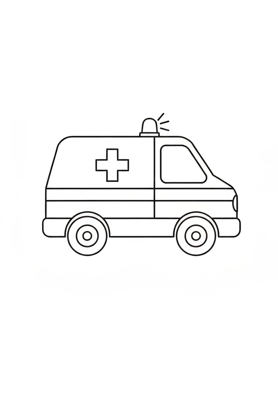 Karetka pogotowia - kolorowanka transport - kolorowanka line-art do druku