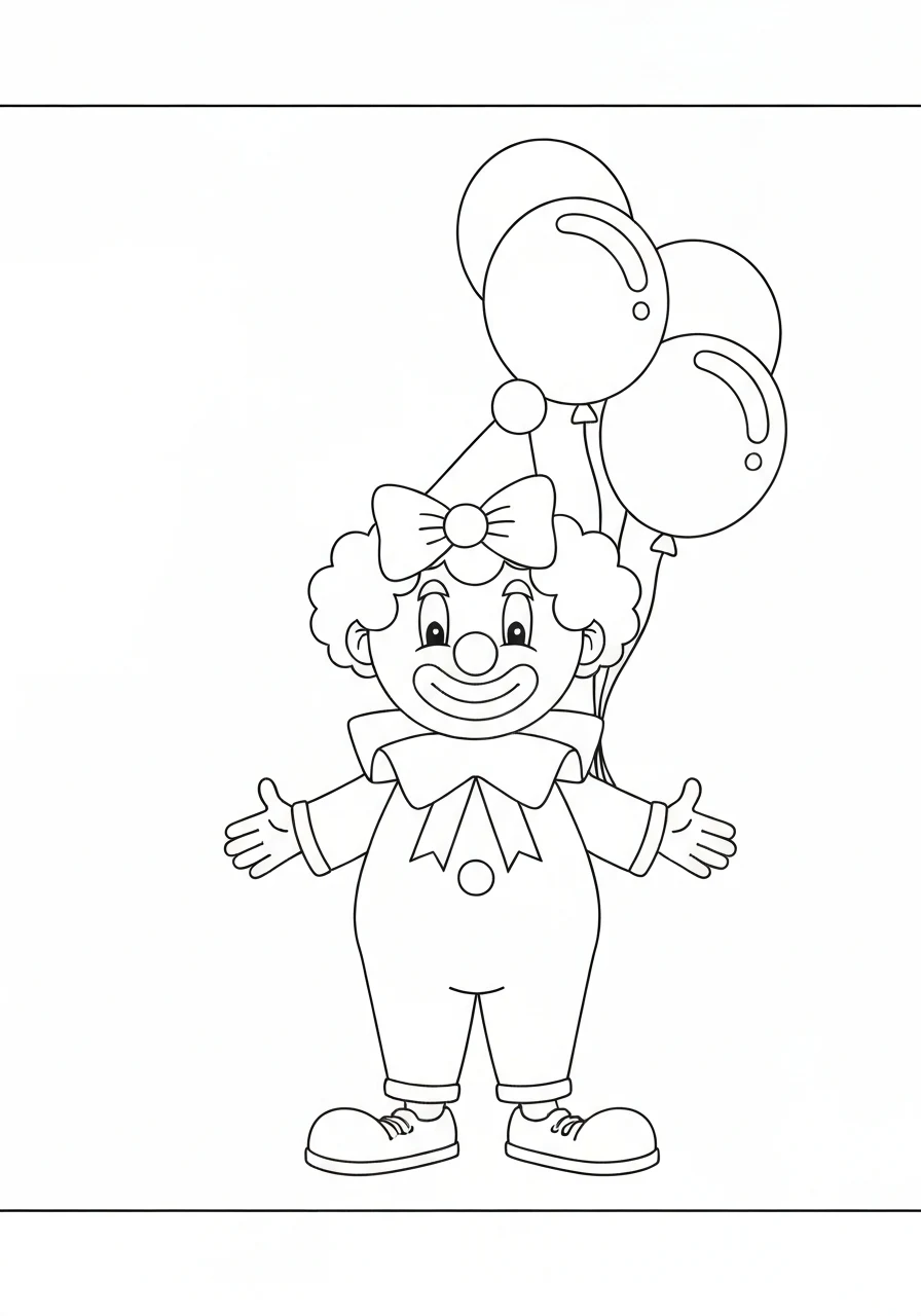 Klaun na urodziny - kolorowanka - kolorowanka line-art do druku