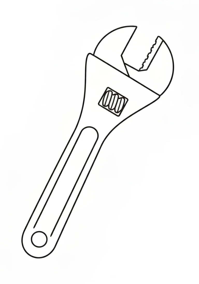 Klucz francuski - kolorowanka narzędzie - kolorowanka line-art do druku