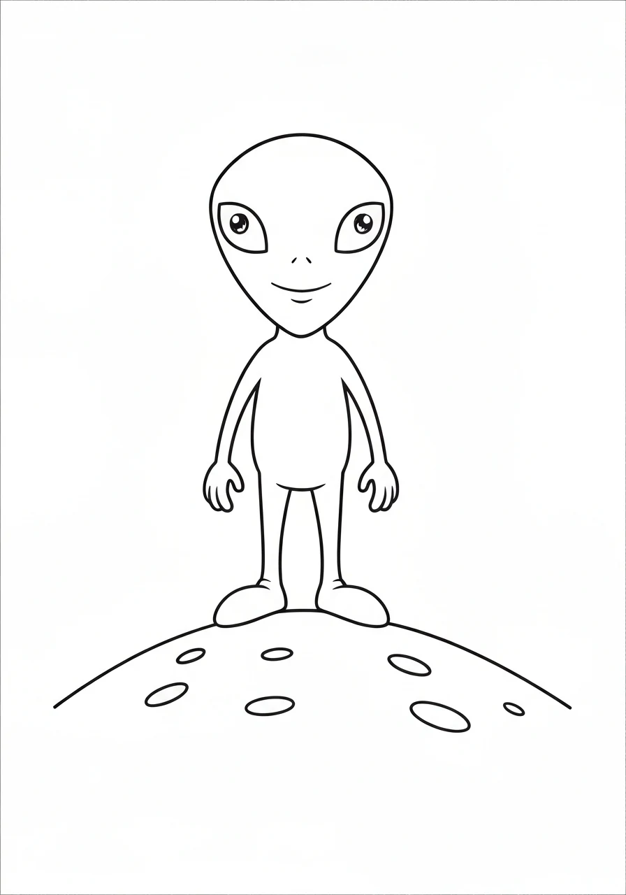 Kosmita na obcej planecie - kolorowanka kreatywna - kolorowanka line-art do druku