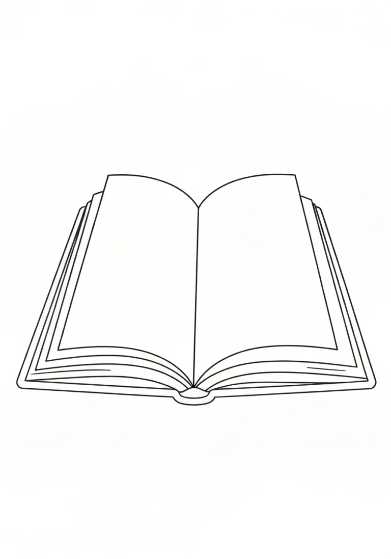 Książka otwarta - kolorowanka przybór szkolny - kolorowanka line-art do druku