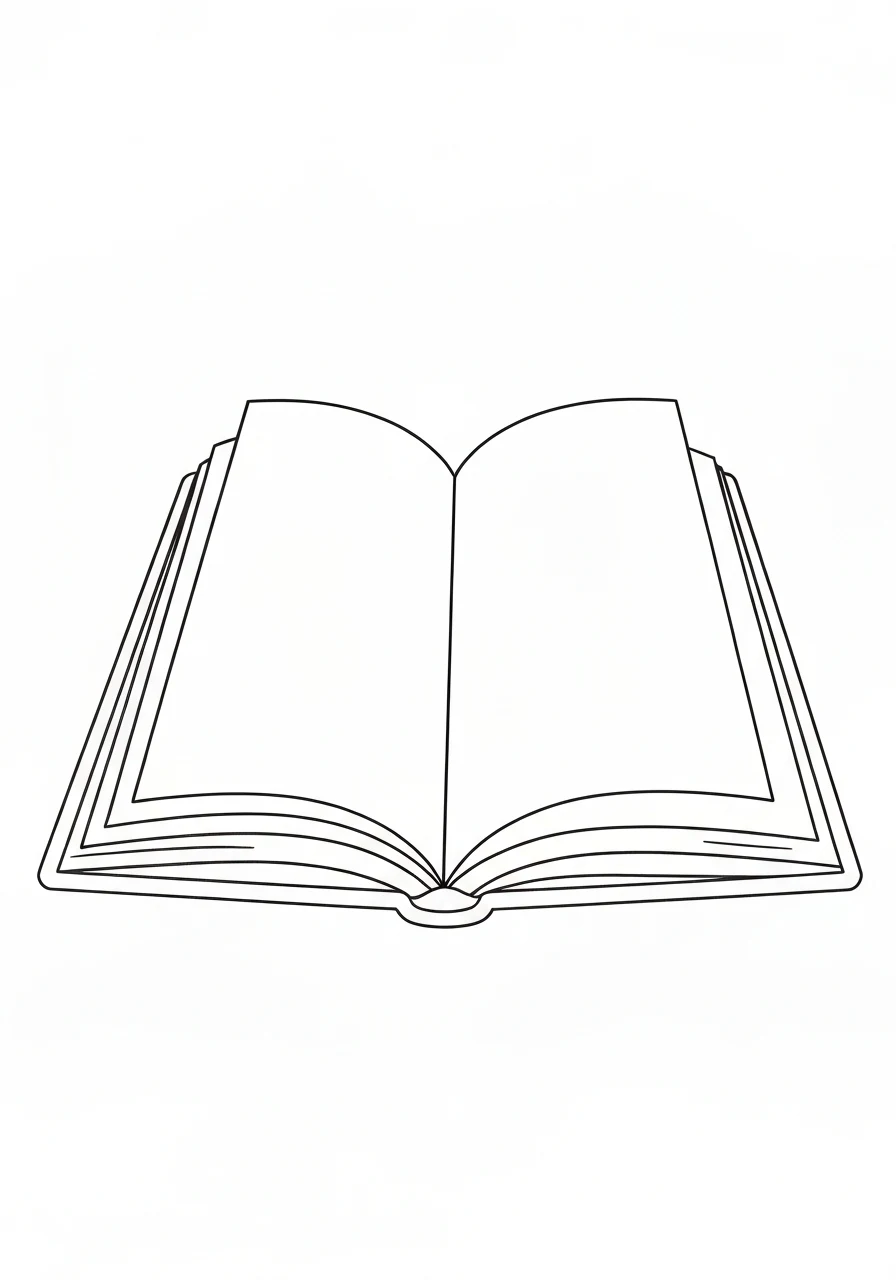Książka otwarta - kolorowanka przybór szkolny - kolorowanka line-art do druku