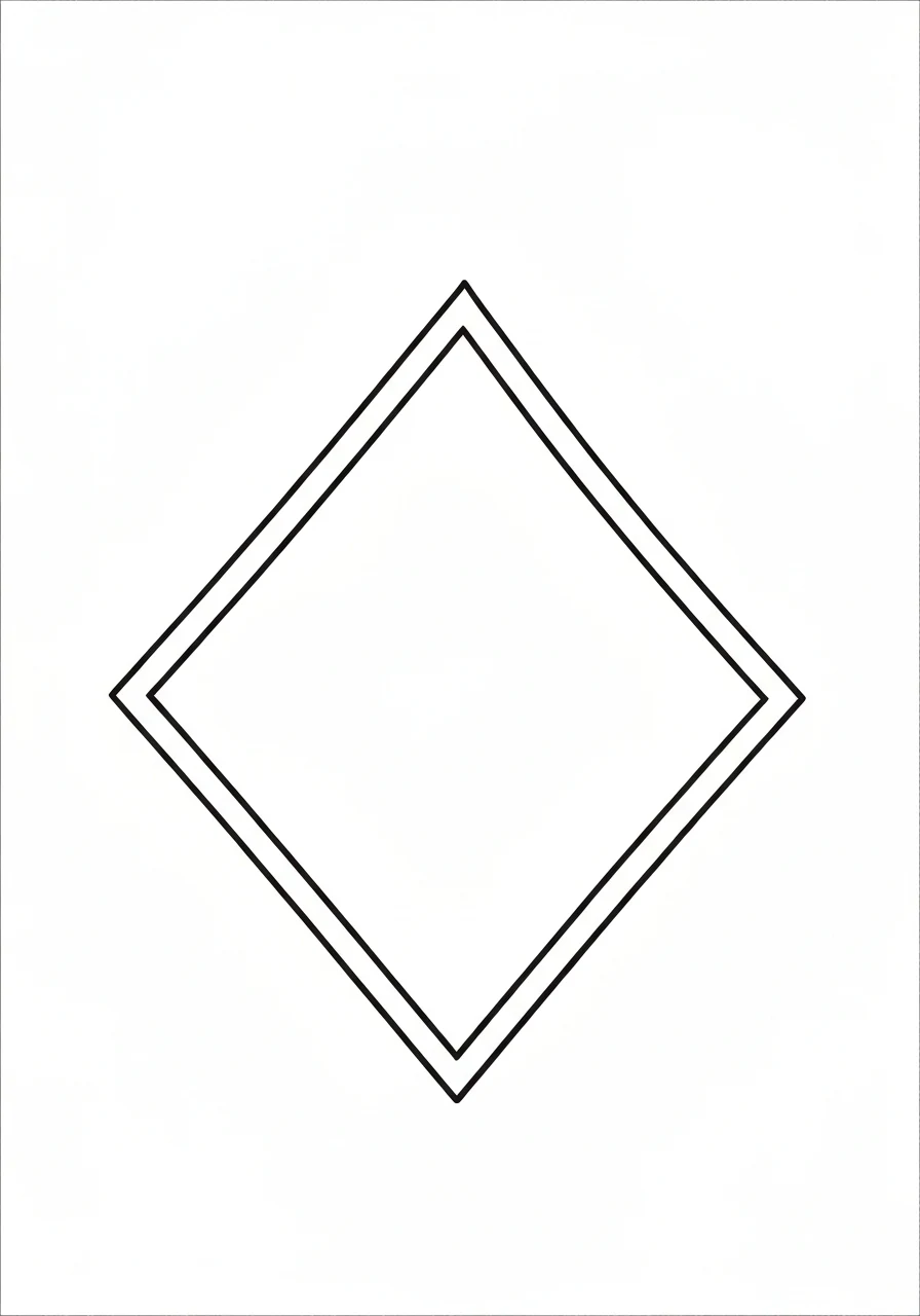 Kształt rombu - kolorowanka edukacyjna - kolorowanka line-art do druku