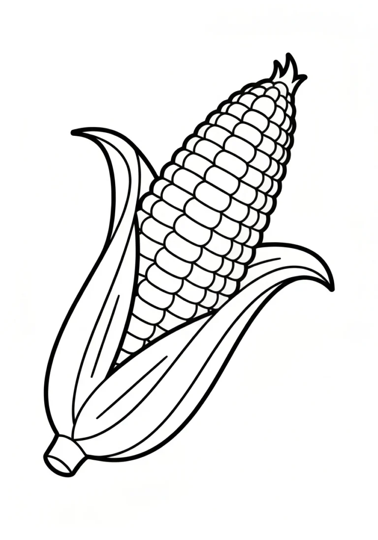 Kukurydza - kolorowanka warzywo dla dzieci - kolorowanka line-art do druku