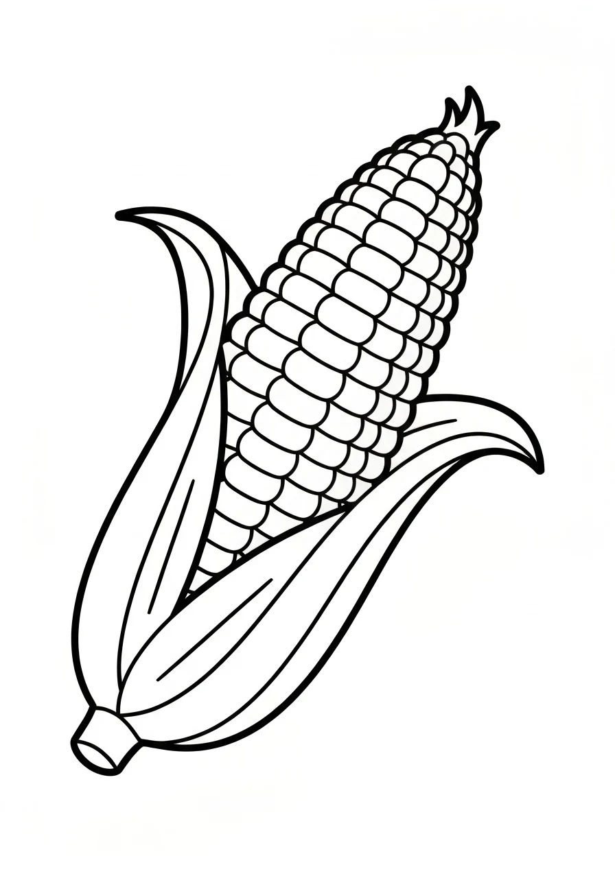 Kukurydza - kolorowanka warzywo dla dzieci - kolorowanka line-art do druku