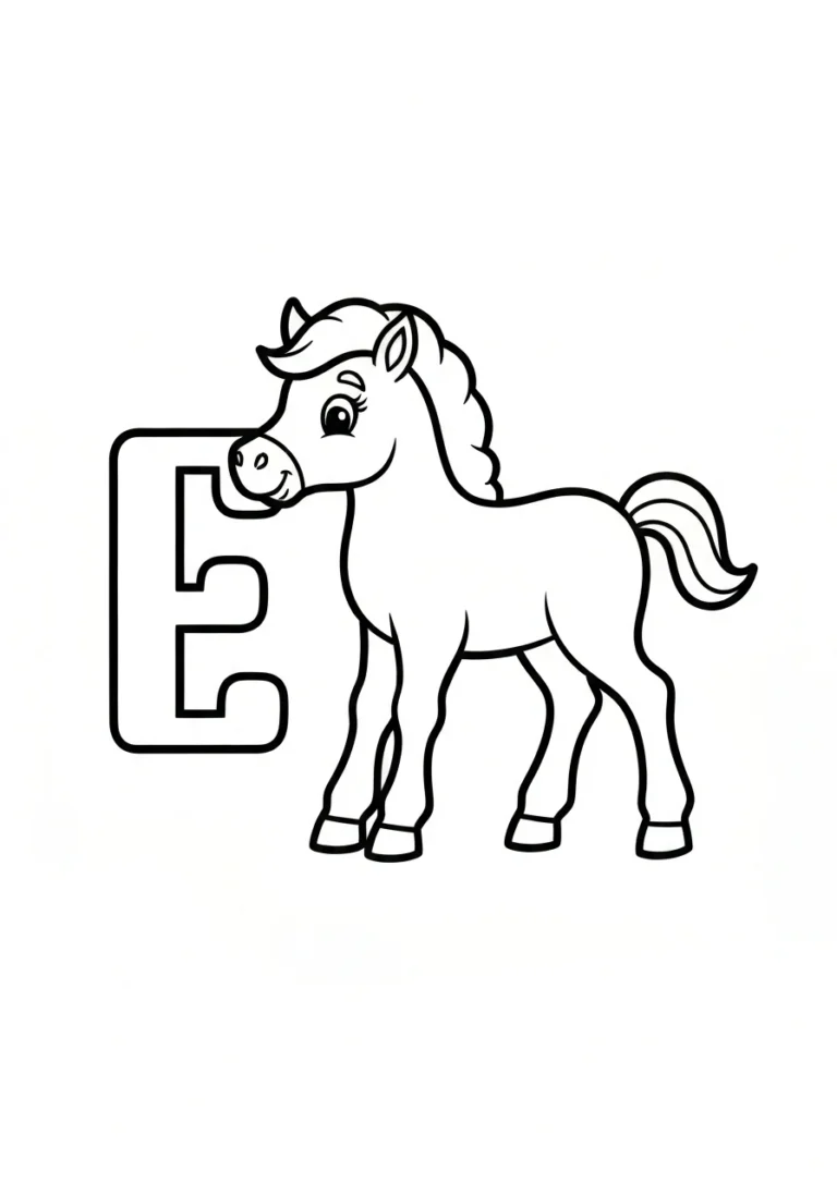 Litera Ź z źrebakiem - polski znak kolorowanka - kolorowanka line-art do druku