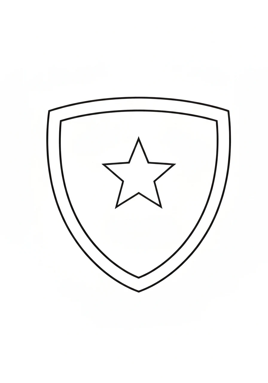 Logo superbohatera tarcza - kolorowanka symbol - kolorowanka line-art do druku