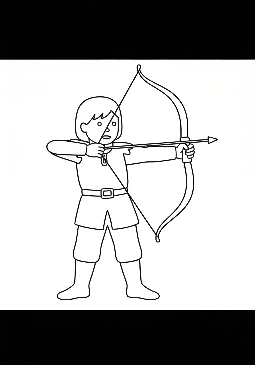 Łucznik rycerski - kolorowanka średniowieczna - kolorowanka line-art do druku