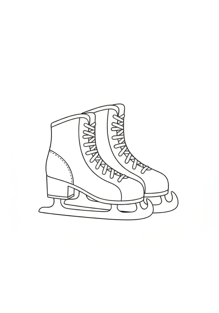 Łyżwy na lodowisku - kolorowanka zimowa - kolorowanka line-art do druku