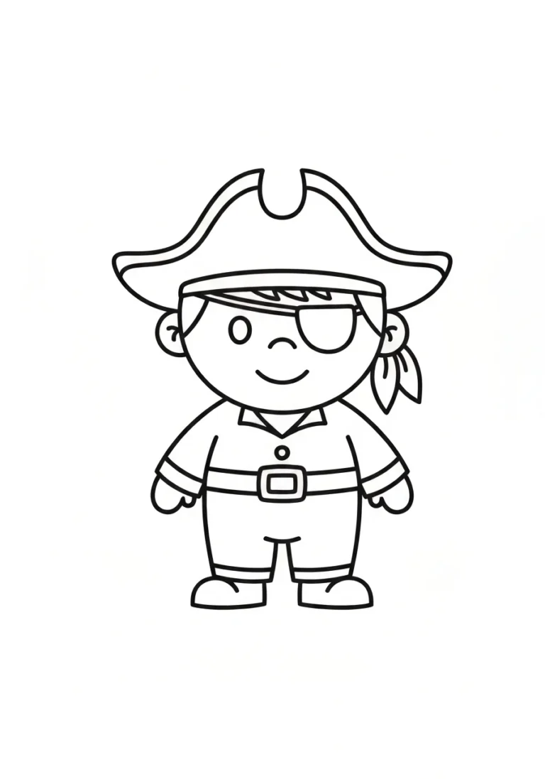 Mały pirat dla 3-latków - prosta kolorowanka - kolorowanka line-art do druku