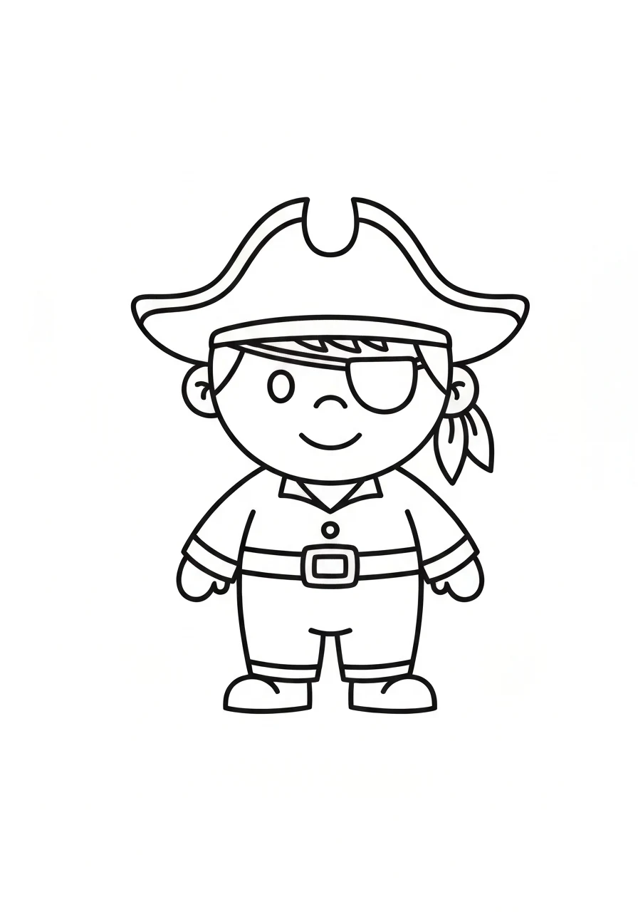 Mały pirat dla 3-latków - prosta kolorowanka - kolorowanka line-art do druku
