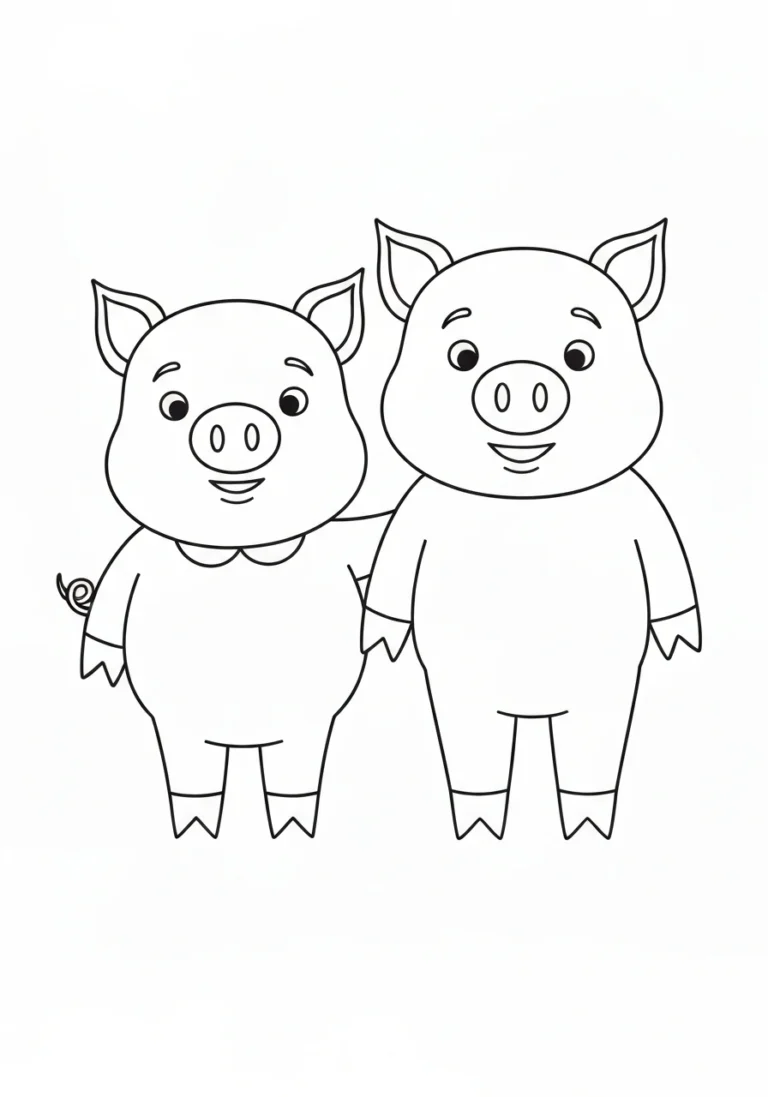 Mama Świnka i Tata Świnka - kolorowanka rodziny - kolorowanka line-art do druku