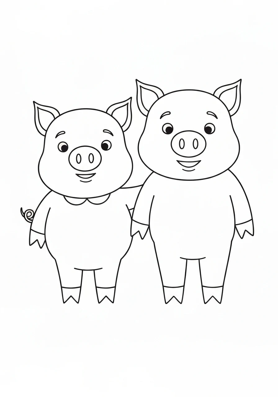 Mama Świnka i Tata Świnka - kolorowanka rodziny - kolorowanka line-art do druku