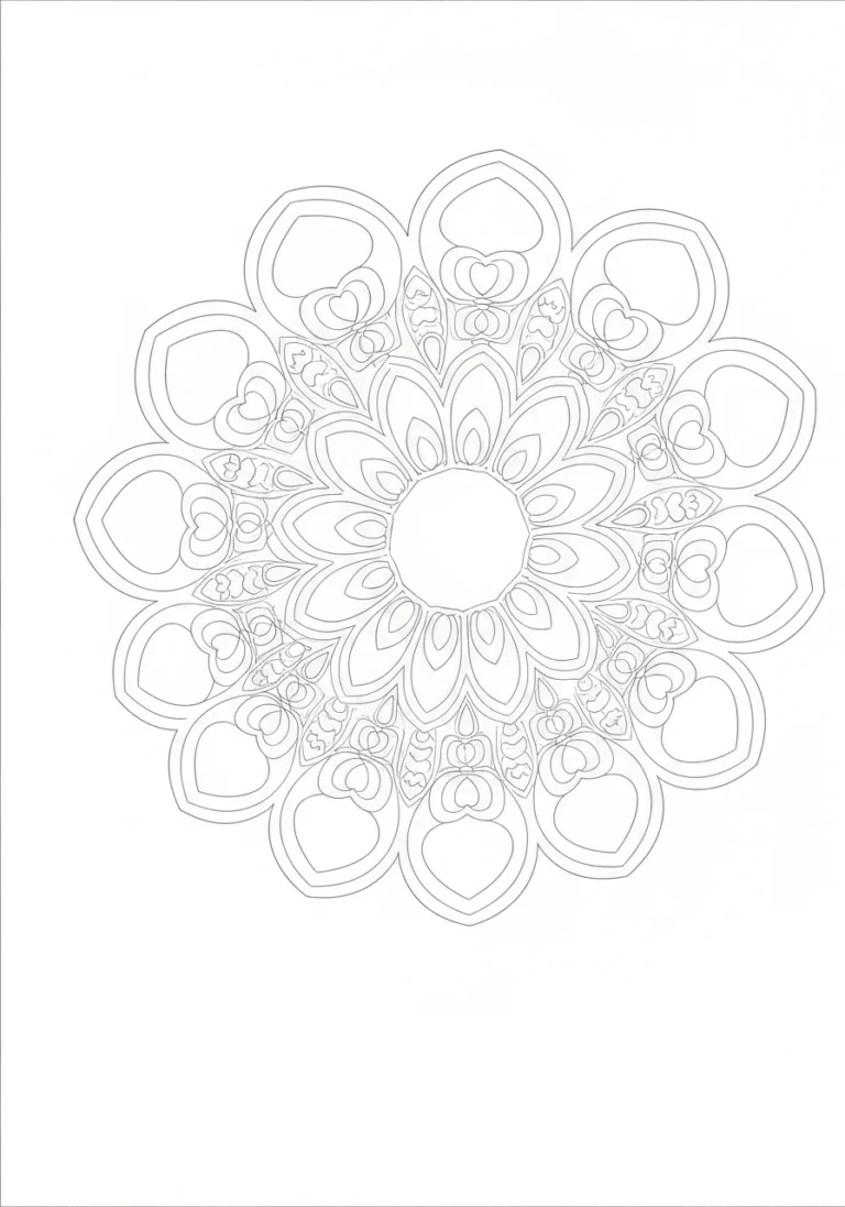 Mandala Dnia Matki - kolorowanka dla dorosłych - kolorowanka line-art do druku