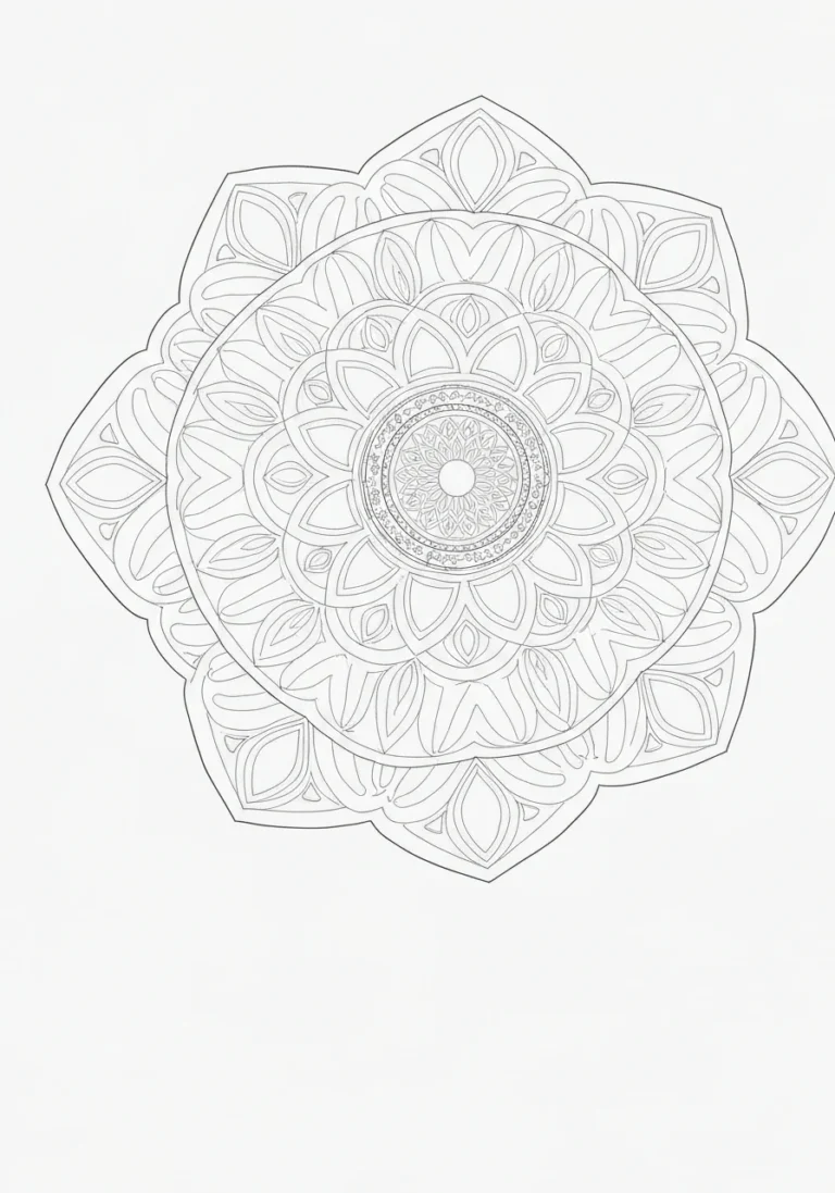 Mandala mantra - wzór z sanskryckim napisem - kolorowanka line-art do druku