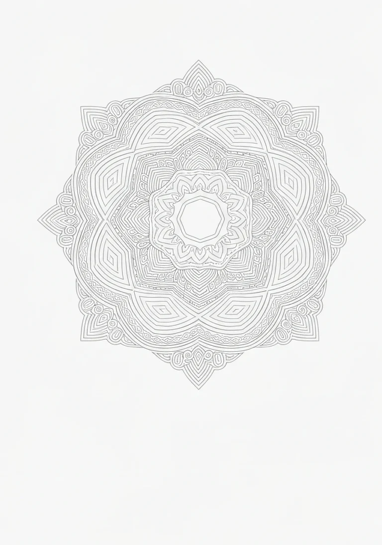 Mandala nawajska - rdzenna sztuka mandali - kolorowanka line-art do druku