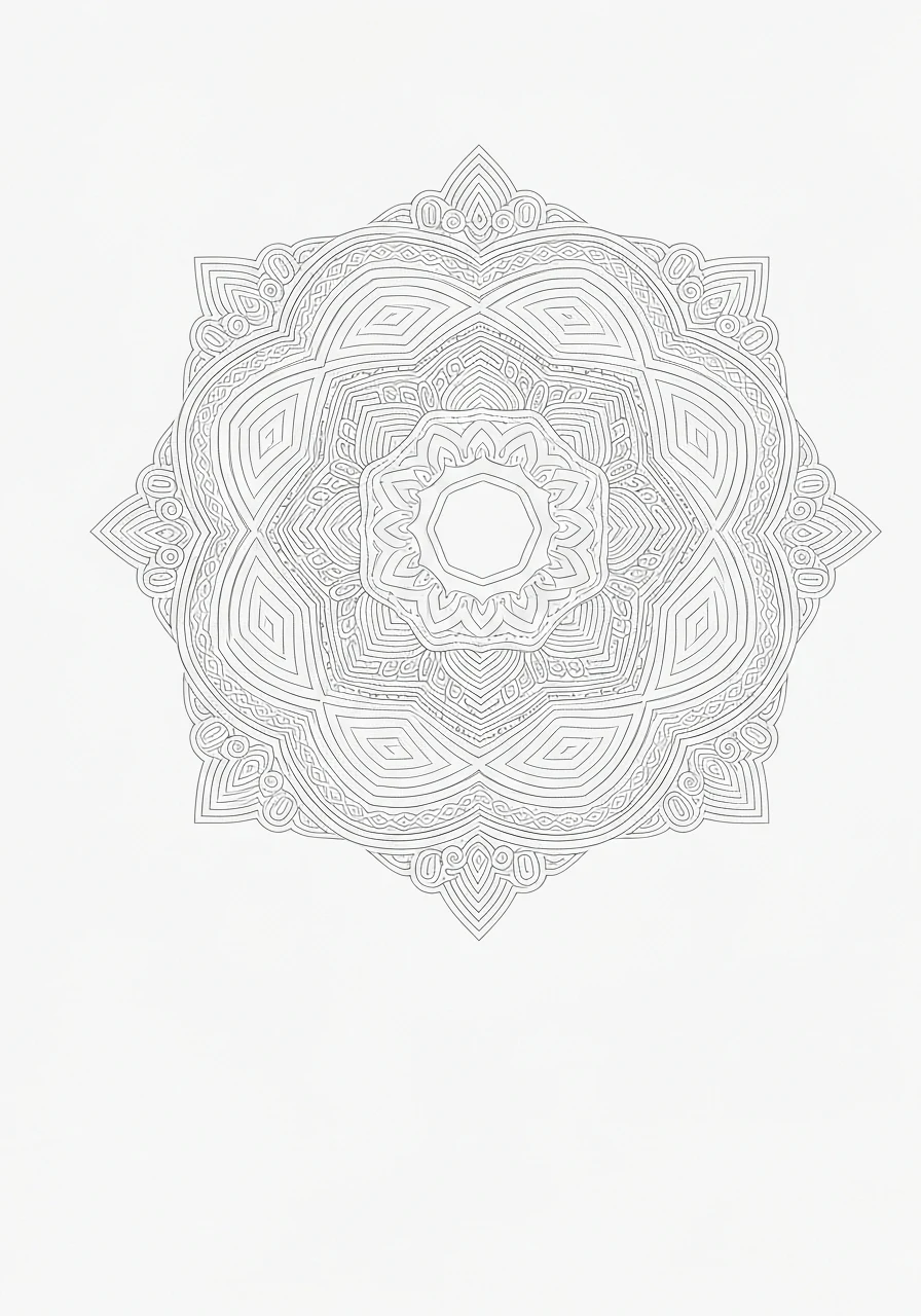 Mandala nawajska - rdzenna sztuka mandali - kolorowanka line-art do druku