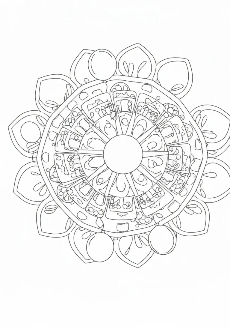 Mandala urodzinowa - personalizowany wzór relaksacyjny - kolorowanka line-art do druku