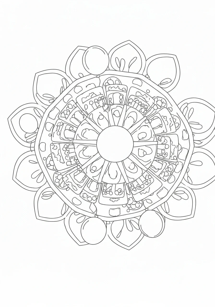 Mandala urodzinowa - personalizowany wzór relaksacyjny - kolorowanka line-art do druku