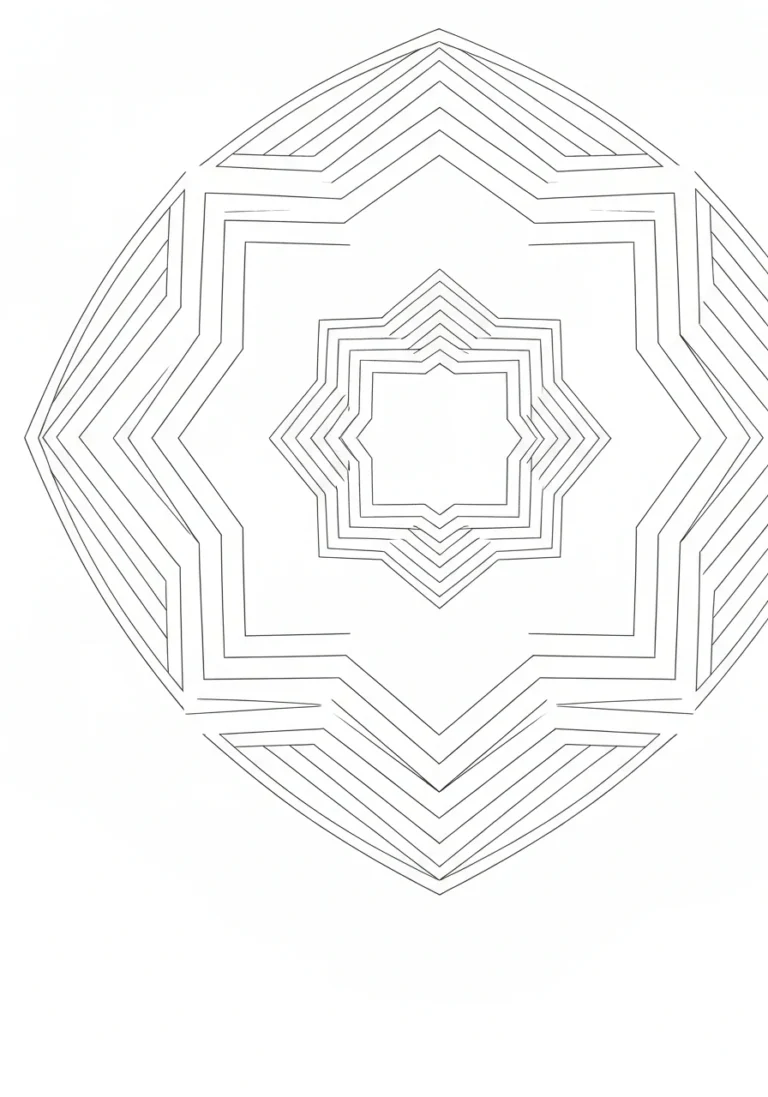 Mandala z kwadratami - wzór symetryczny - kolorowanka line-art do druku