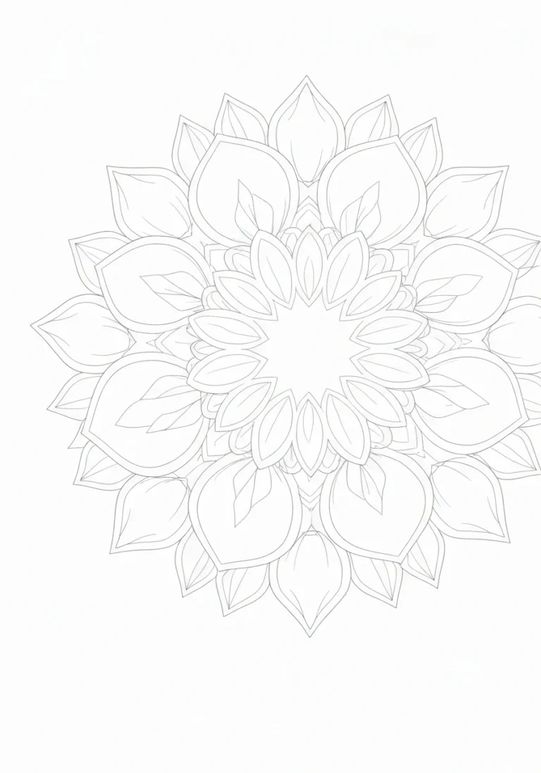 Mandala z magnoliami - elegancki wzór kwiatowy - kolorowanka line-art do druku