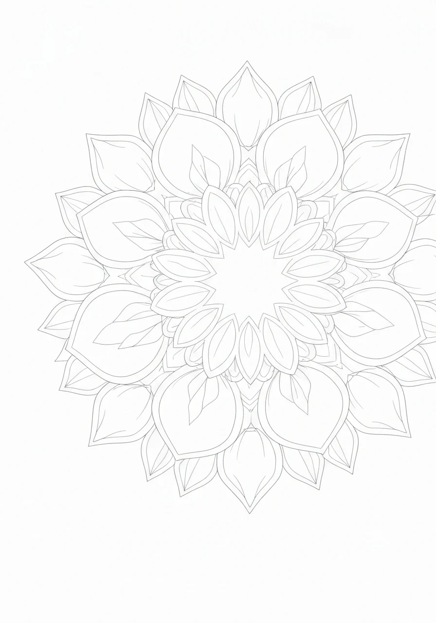 Mandala z magnoliami - elegancki wzór kwiatowy - kolorowanka line-art do druku