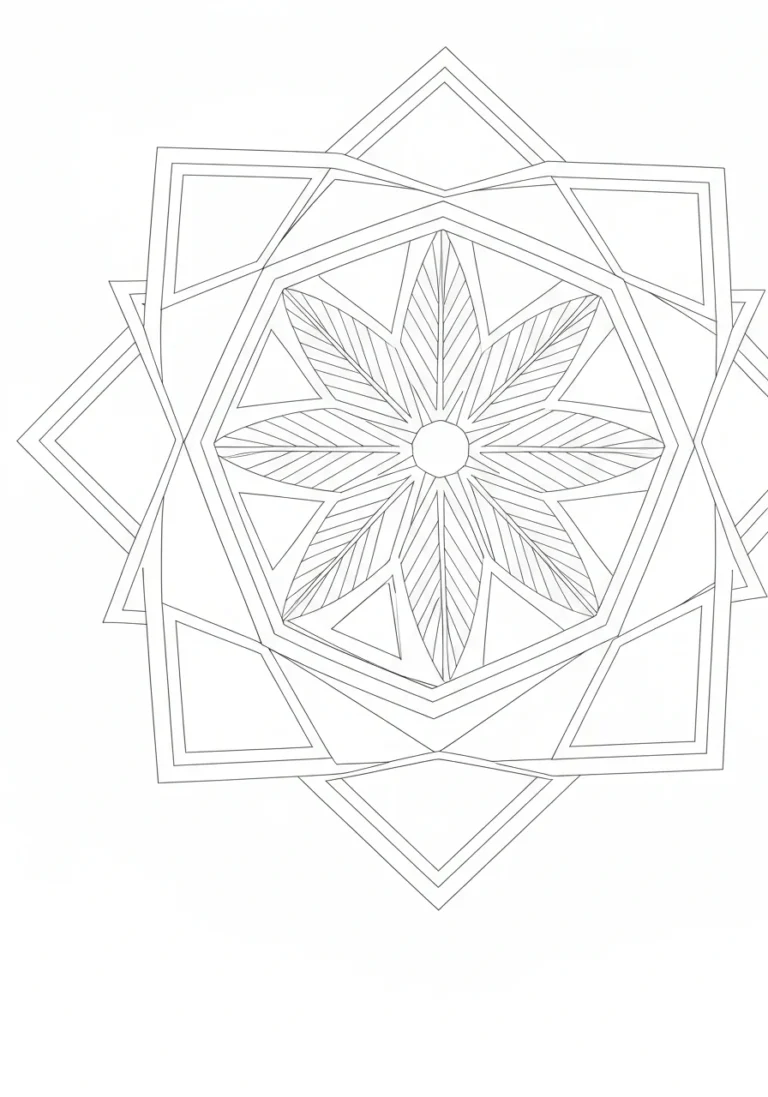 Mandala z trójkątami - geometryczna kolorowanka - kolorowanka line-art do druku