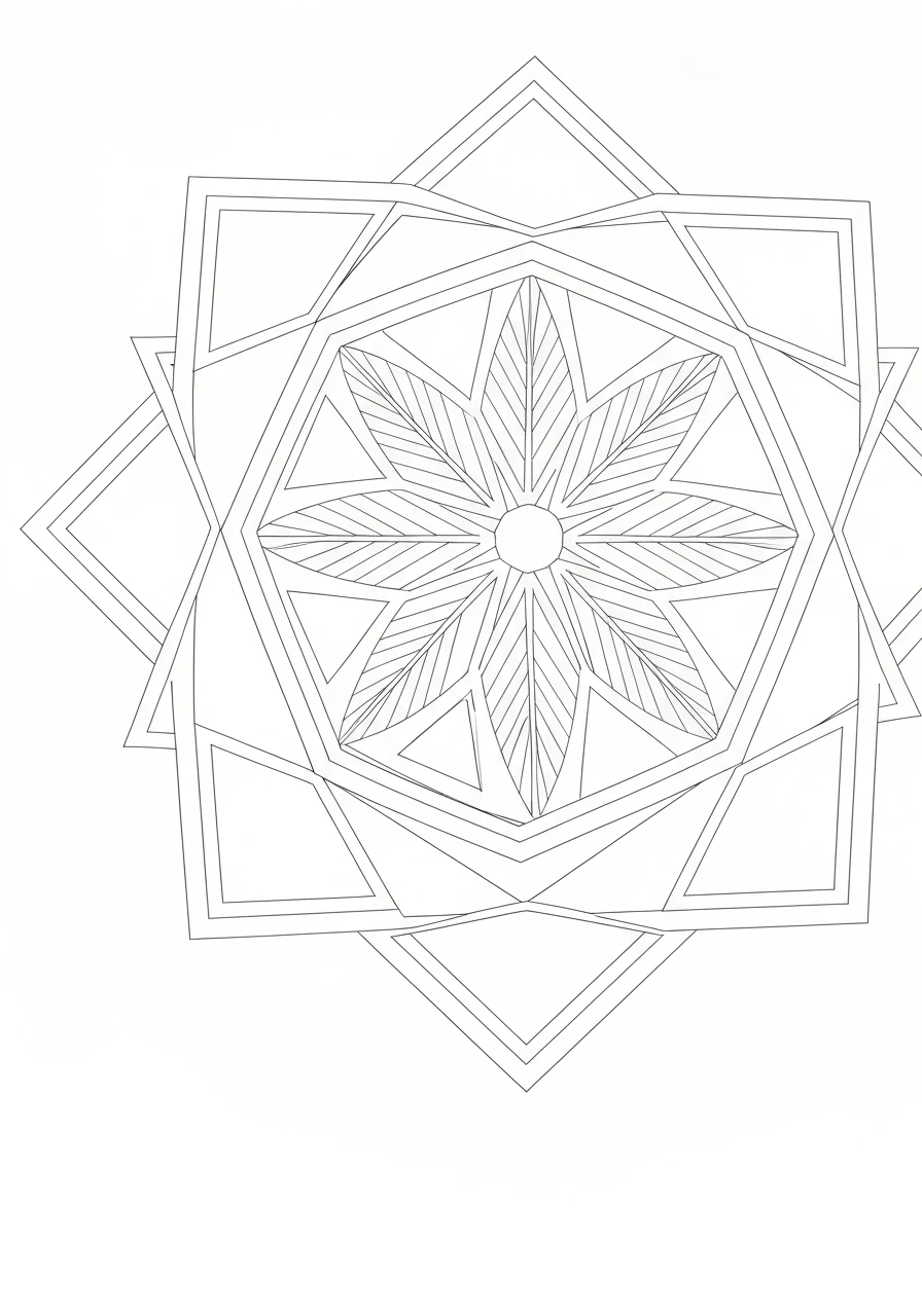 Mandala z trójkątami - geometryczna kolorowanka - kolorowanka line-art do druku