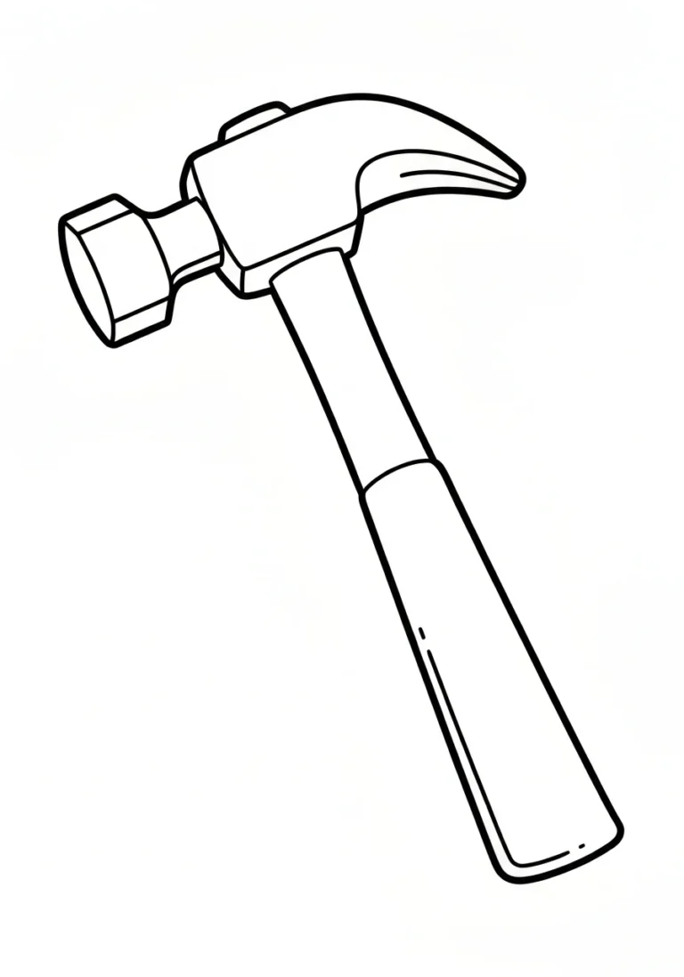Młotek - kolorowanka narzędzie warsztatowe - kolorowanka line-art do druku