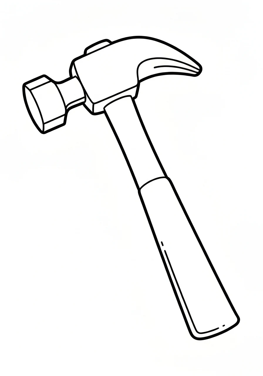 Młotek - kolorowanka narzędzie warsztatowe - kolorowanka line-art do druku