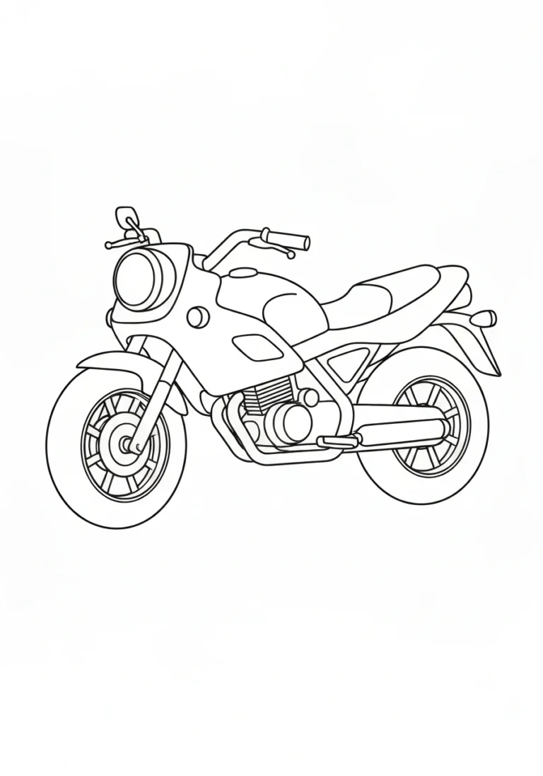 Motocykl - kolorowanka transport - kolorowanka line-art do druku