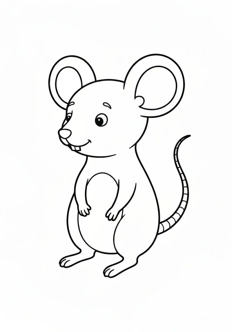 Mysz szara (gray mouse) - kolorowanka koloru - kolorowanka line-art do druku