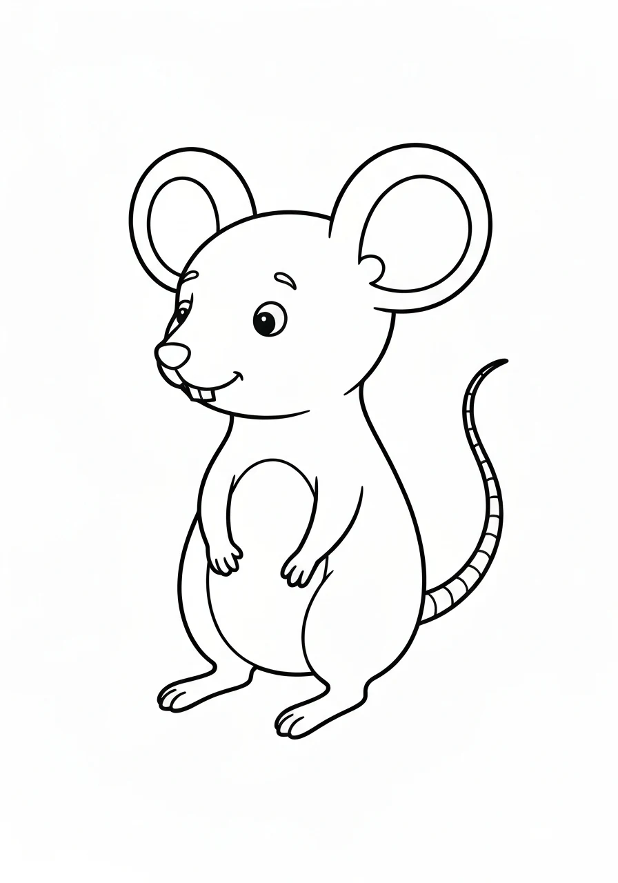 Mysz szara (gray mouse) - kolorowanka koloru - kolorowanka line-art do druku