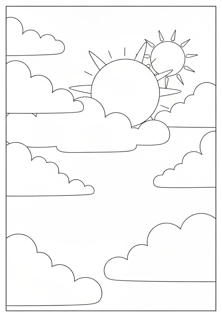 Niebo niebieskie (blue sky) - kolorowanka kolor - kolorowanka line-art do druku