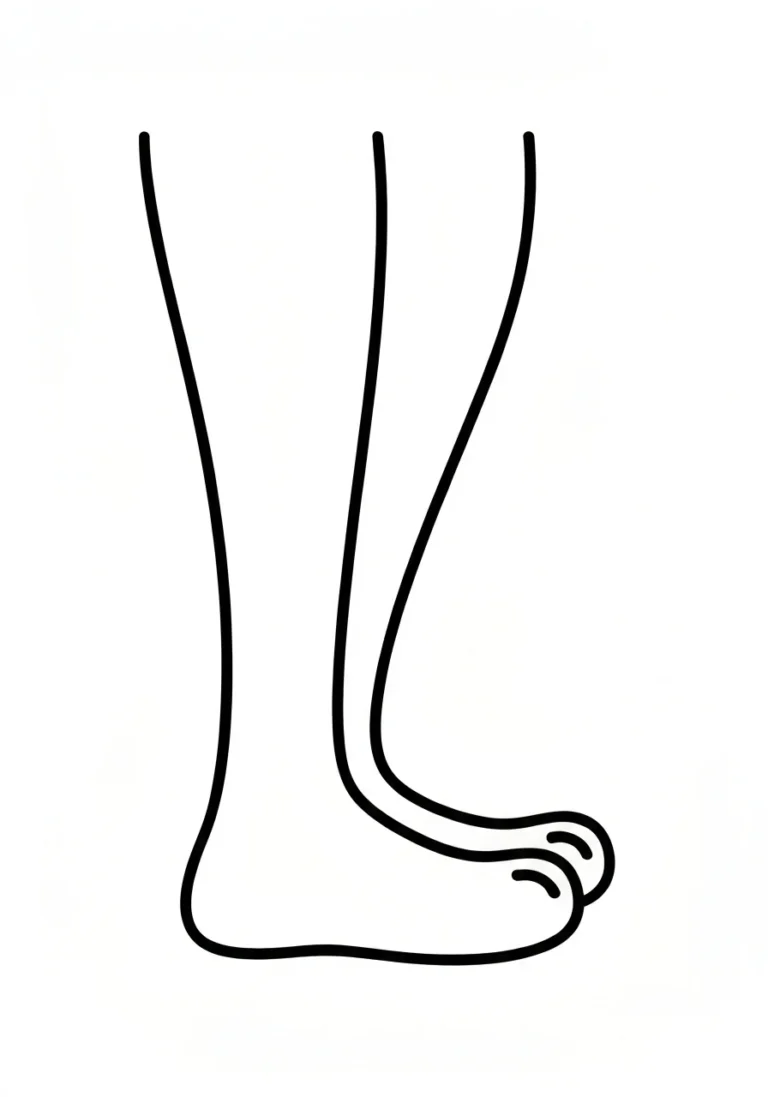 Noga ze stopą - kolorowanka część ciała - kolorowanka line-art do druku
