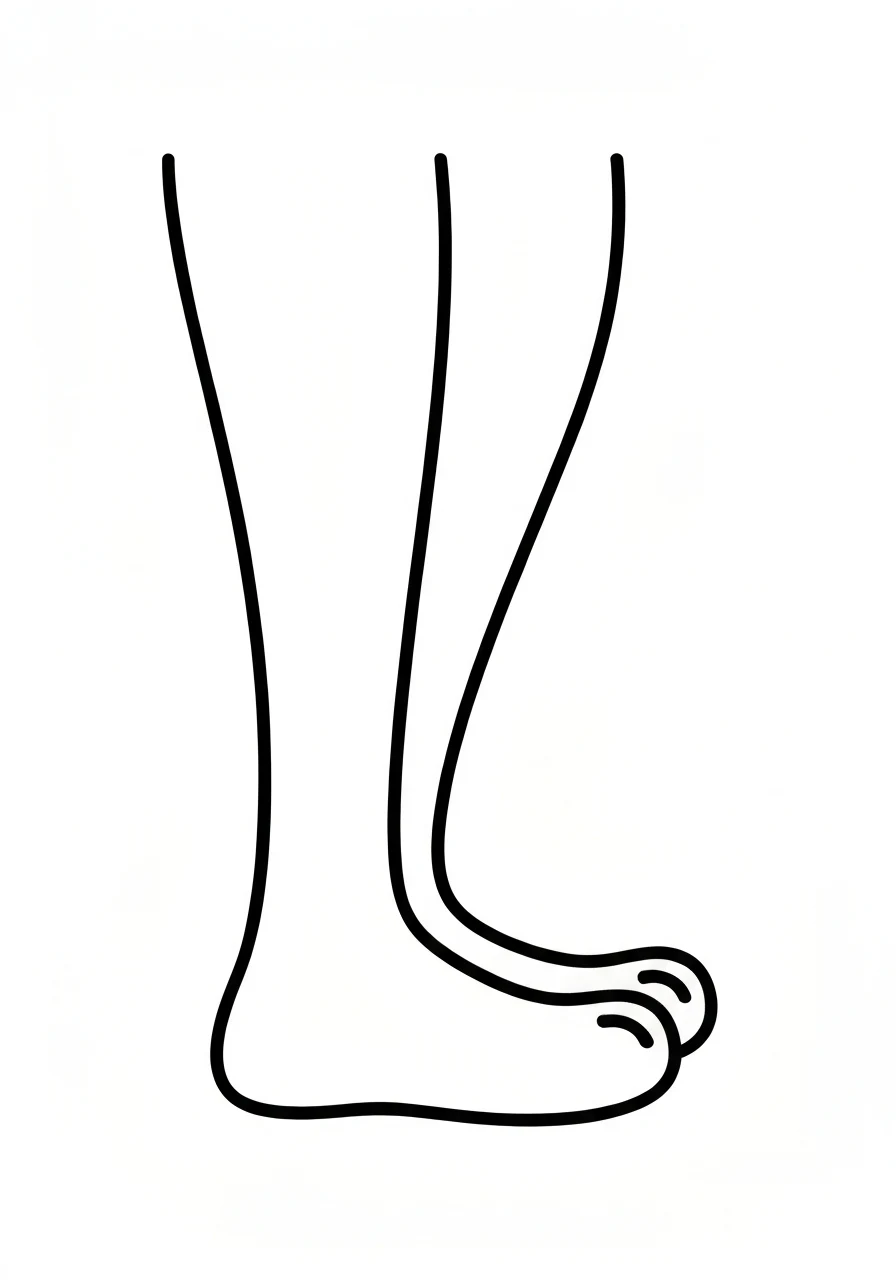 Noga ze stopą - kolorowanka część ciała - kolorowanka line-art do druku