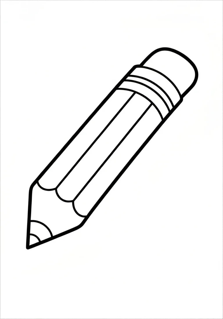 Ołówek z gumką - kolorowanka przybór szkolny - kolorowanka line-art do druku