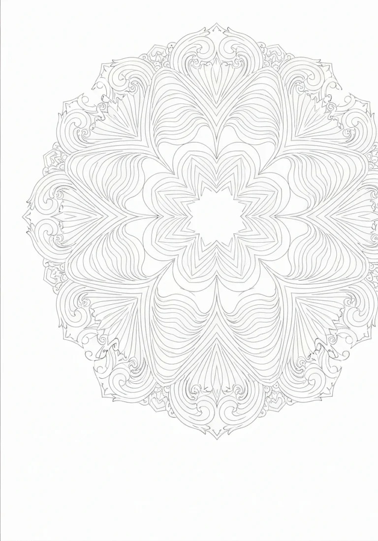 Ornament barokowy - bogaty wzór do kolorowania - kolorowanka line-art do druku