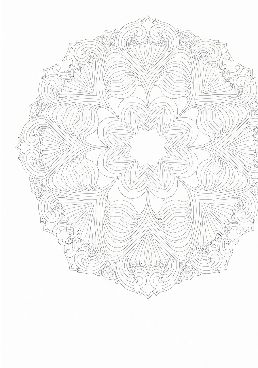 Ornament barokowy - bogaty wzór do kolorowania - kolorowanka line-art do druku