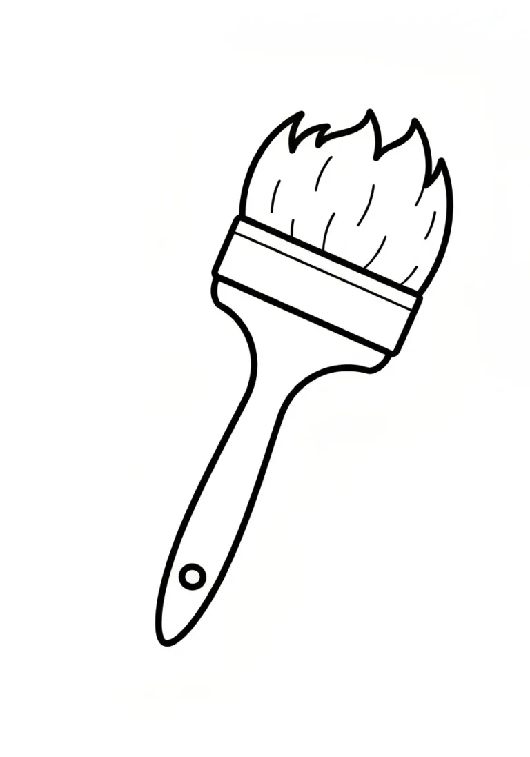 Pędzel malarski - kolorowanka narzędzie - kolorowanka line-art do druku