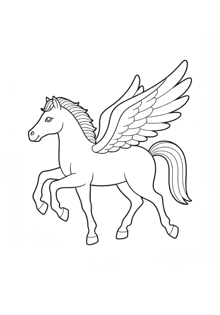 Pegaz skrzydlaty koń - kolorowanka magiczna - kolorowanka line-art do druku