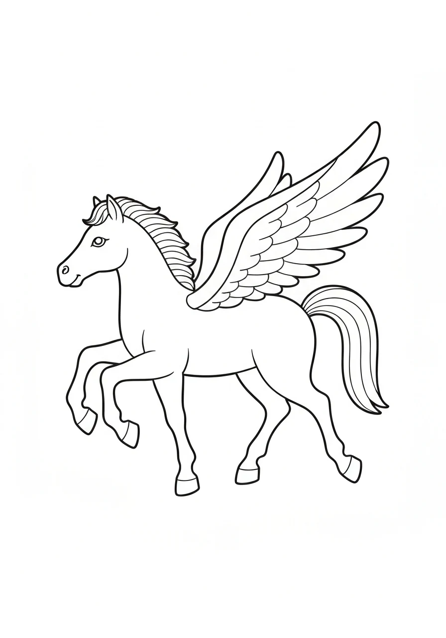 Pegaz skrzydlaty koń - kolorowanka magiczna - kolorowanka line-art do druku